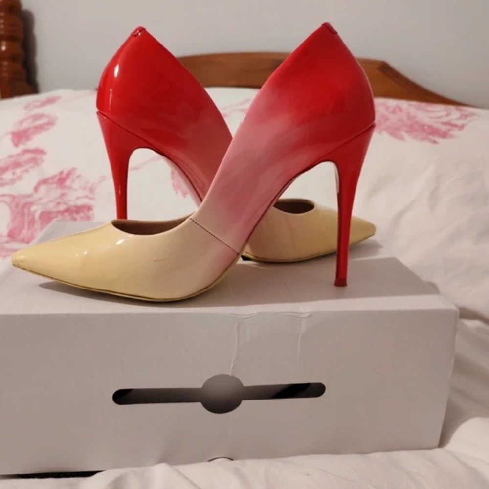 Elegant Red and Cream Gradient Heels